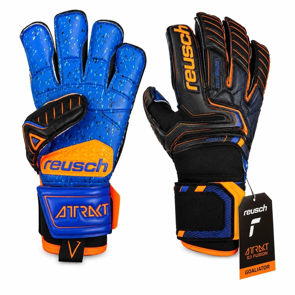 Reusch Attrakt G3 Fusion Goaliator Goalkeeper Gloves Black Orange ProFlex‎ 7 NWT